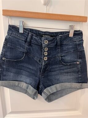Blackheart Dark Indigo High-Rise Cuffed Denim Shorts